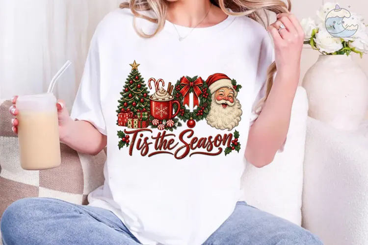 Tis The Season Christmas Santa PNG Shirt