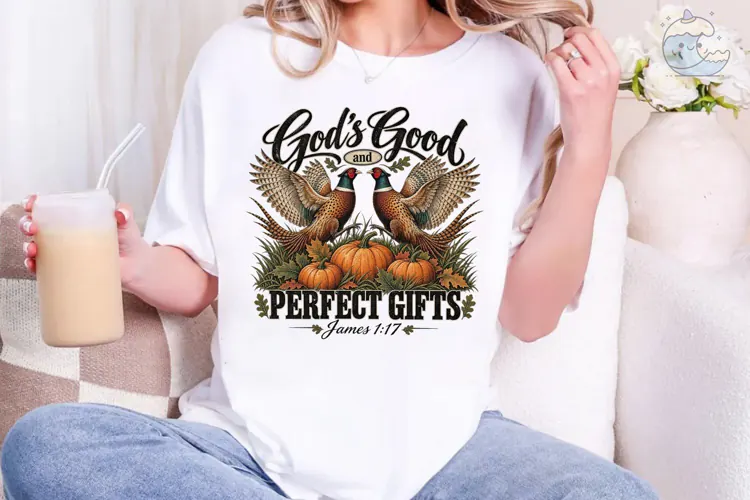 God's Good Gifts Pheasant Fall PNG Tee
