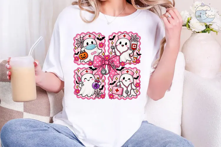 Halloween Nurse Ghost PNG Sublimation Te
