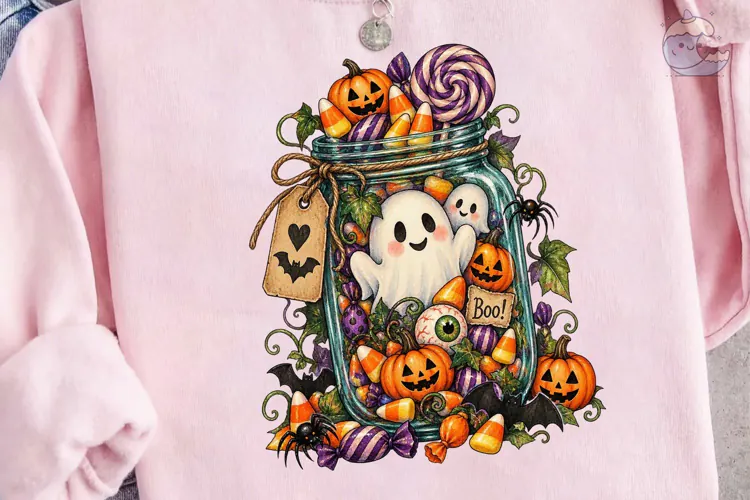 Halloween Ghost Mason Jar PNG Shirt