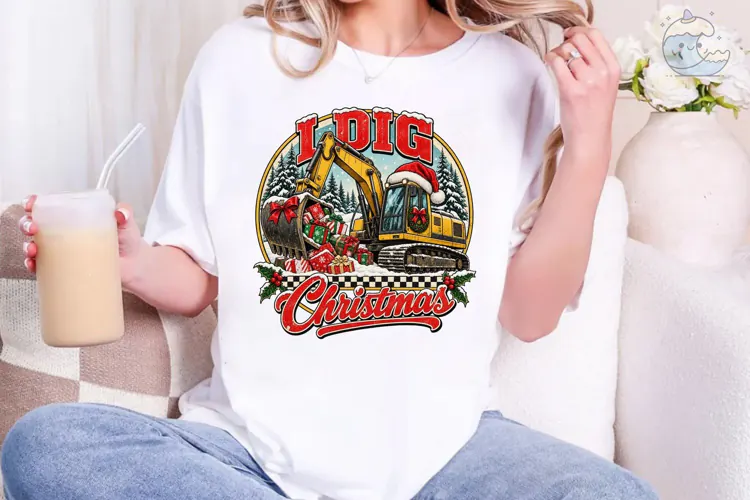 I Dig Christmas Excavator PNG Shirt