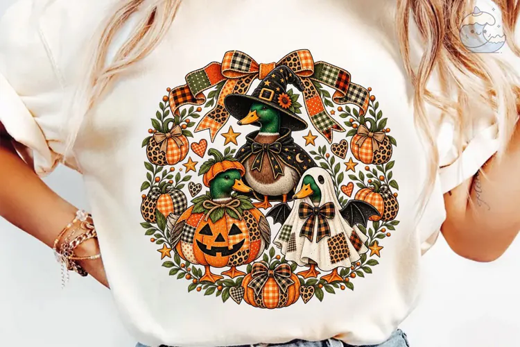 Halloween Duck Witch PNG Shirt Design