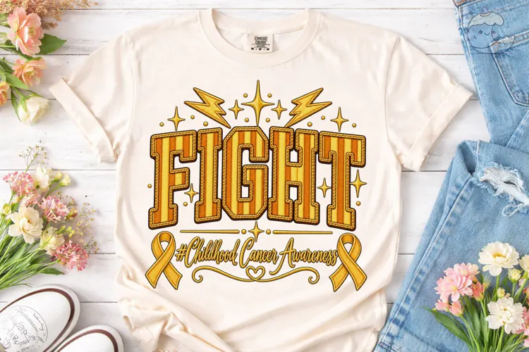 Fight Childhood Cancer Awareness PNG Tee