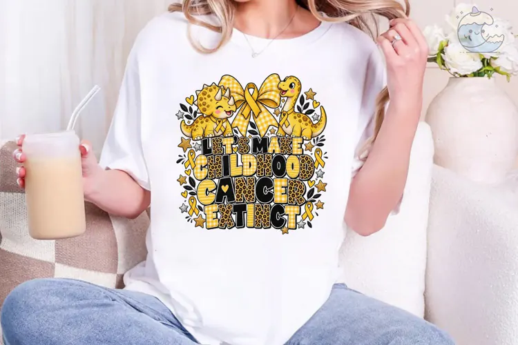 Childhood Cancer Dinosaur PNG Shirt