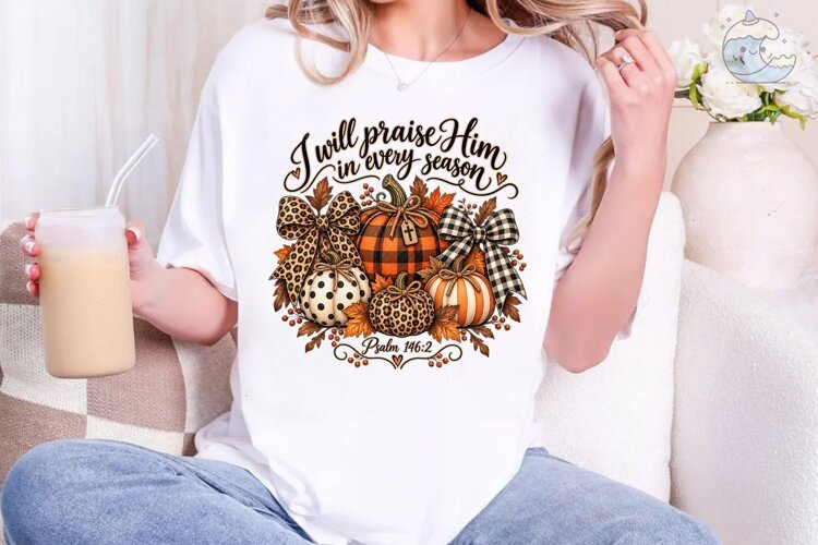 I Will Praise Him Pumpkin PNG Tee example image 1
