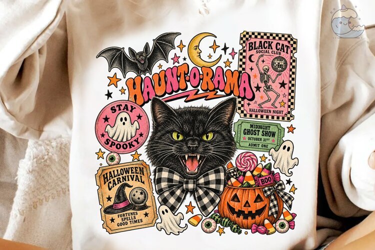 Haunt-O-Rama Halloween Black Cat PNG example image 1