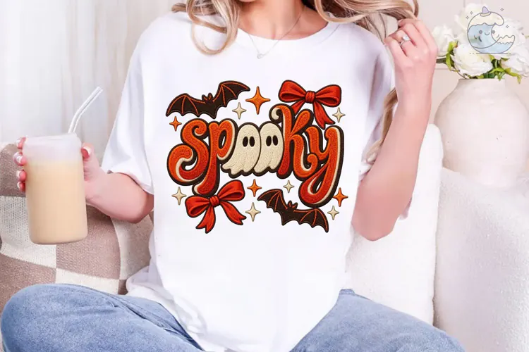Spooky Halloween Ghost Bow PNG Shirt