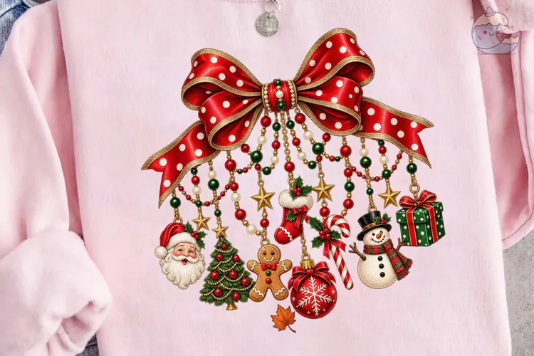 Christmas Bow Charms PNG Shirt Design