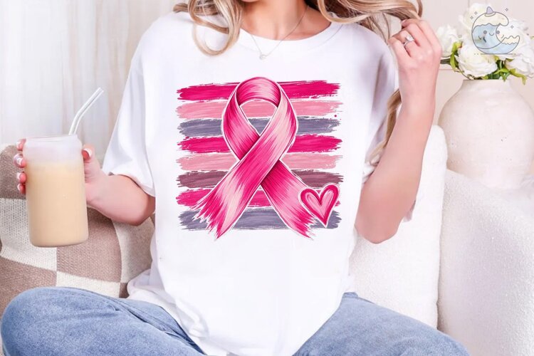 Breast Cancer Awareness Ribbon PNG Tee example image 1