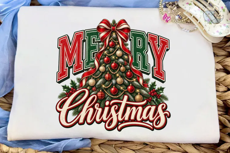 Merry Christmas Tree PNG Shirt Design