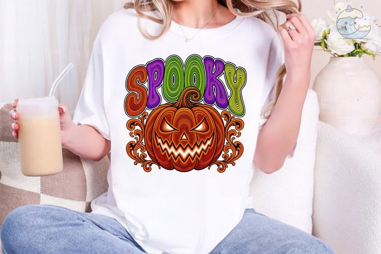 Spooky Pumpkin Halloween PNG Shirt example image 1