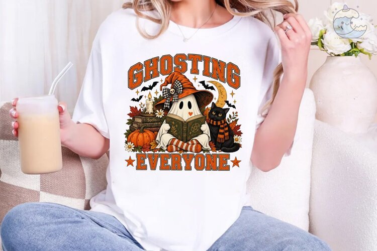 Ghosting Everyone Halloween PNG Shirt example image 1