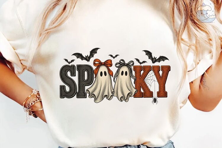 Spooky Ghost Halloween PNG Shirt Design example image 1