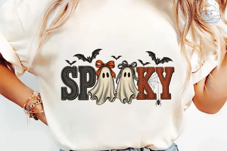 Spooky Ghost Halloween PNG Shirt Design