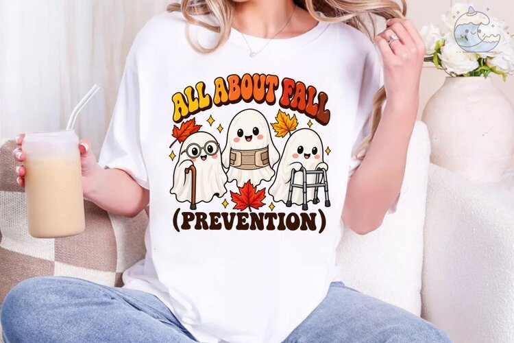 Fall Prevention Ghost PNG Nurse Shirt example image 1
