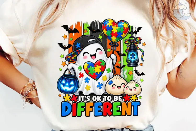 Autism Halloween Ghost PNG Shirt Design