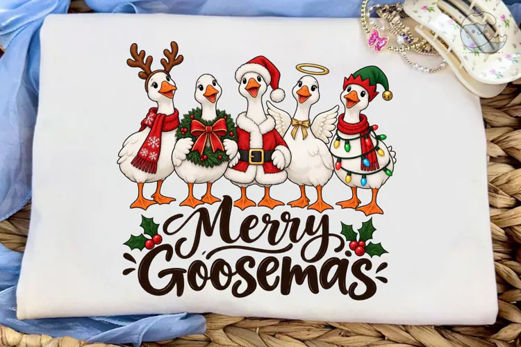 Merry Goosemas PNG Sublimation Shirt Des