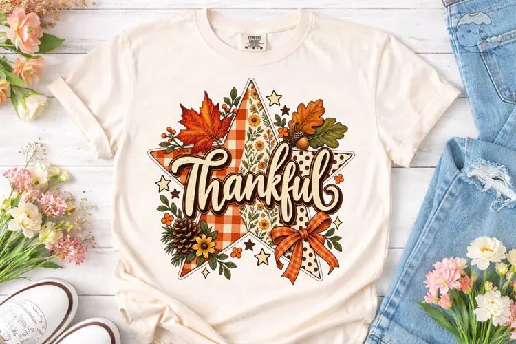 Thankful Fall Star PNG Sublimation Desig