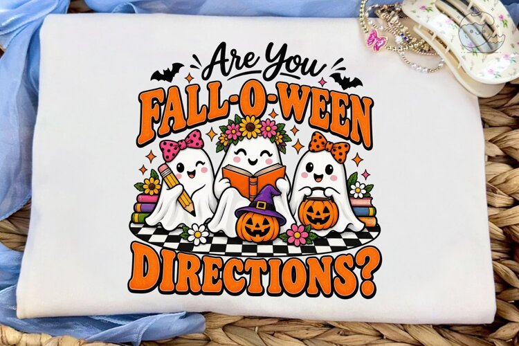Fall-O-Ween Cute Ghosts PNG Sublimation example image 1