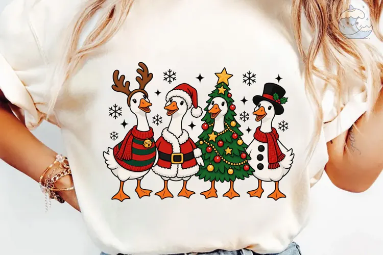 Christmas Geese PNG Sublimation Design