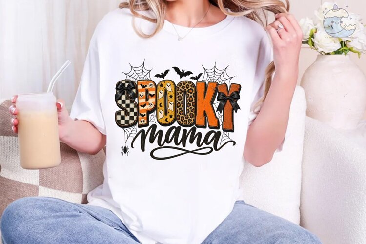 Spooky Mama Halloween PNG Shirt Design example image 1