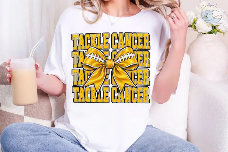Tackle Cancer Football Bow PNG Sublimati