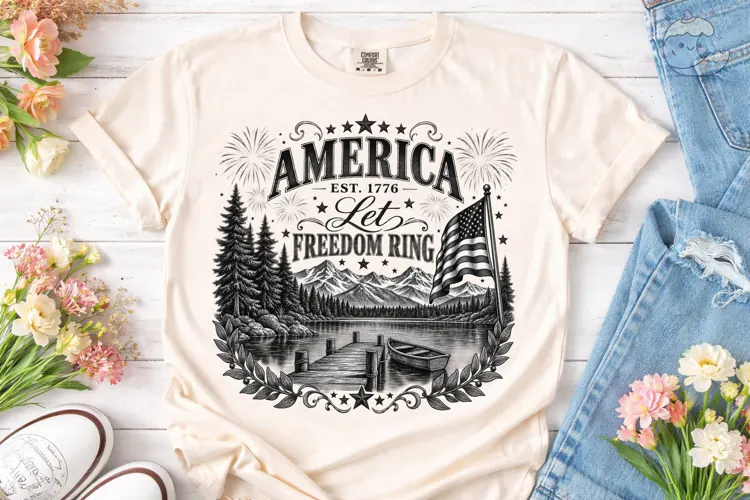 America Let Freedom Ring PNG Sublimation