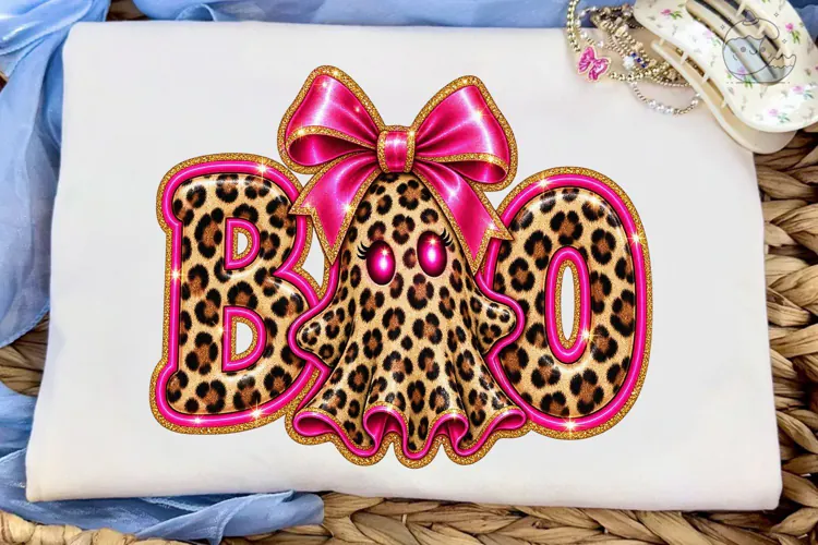 Boo Ghost Leopard Print PNG Sublimation