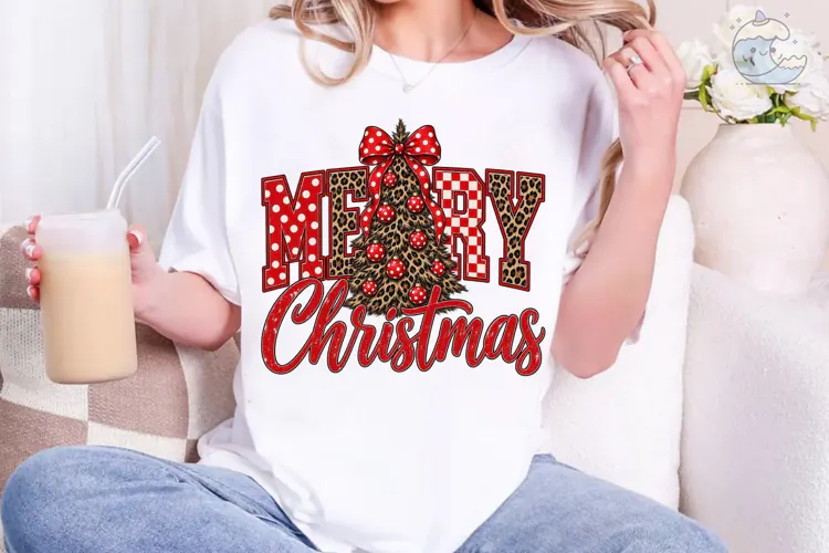 Merry Christmas Leopard PNG Sublimation