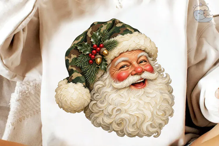 Vintage Santa Face PNG Sublimation Desig