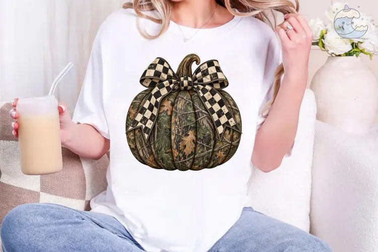 Autumn Pumpkin Checkered Bow PNG Shirt