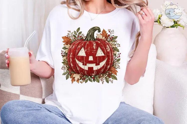 Autumn Pumpkin Face PNG Shirt Design