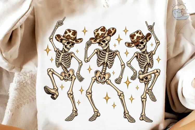 Dancing Skeleton Cowboys PNG Sublimation