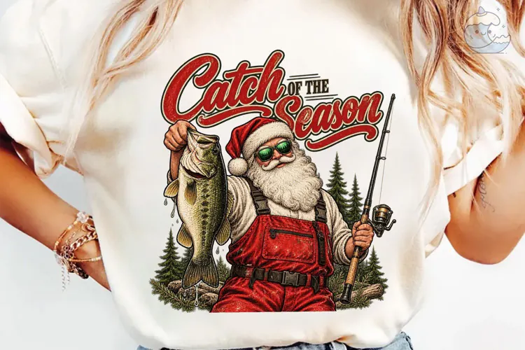 Catch of the Season Santa PNG Shirt Desi