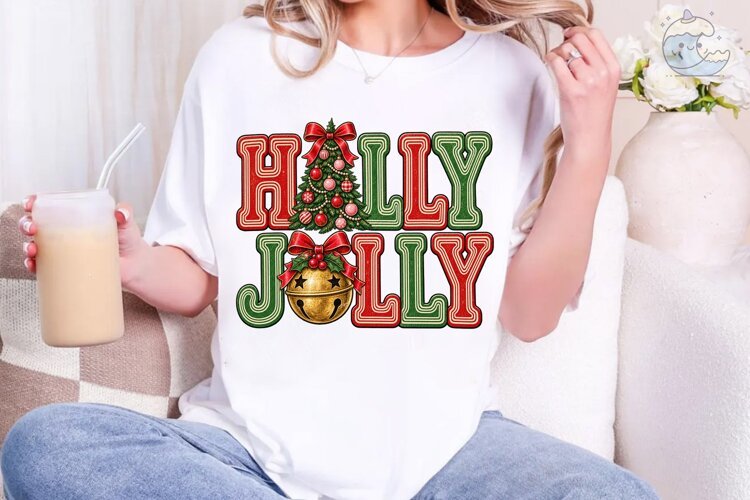 Holly Jolly Christmas PNG Sublimation De example image 1