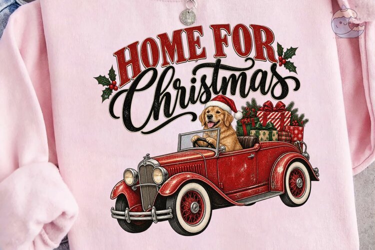 Home for Christmas Dog PNG Sublimation D example image 1