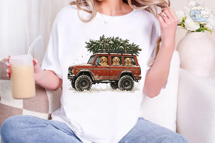 Christmas Dogs SUV PNG Sublimation Desig