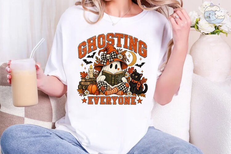 Ghosting Everyone Halloween PNG Shirt example image 1