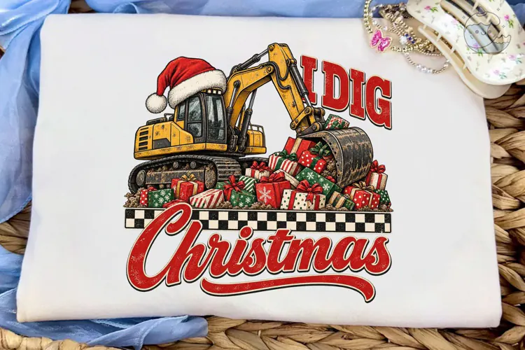 I Dig Christmas Excavator PNG Sublimatio