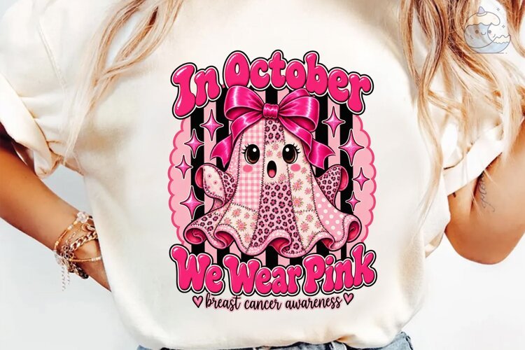 In October We Wear Pink PNG Shirt example image 1
