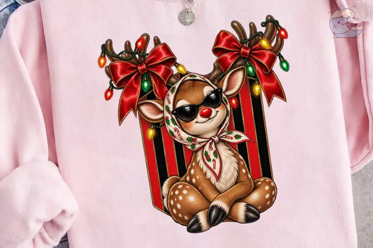 Cool Reindeer Sunglasses PNG Sublimation