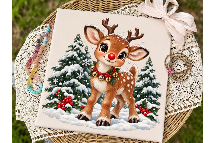 Cute Reindeer Christmas PNG Sublimation