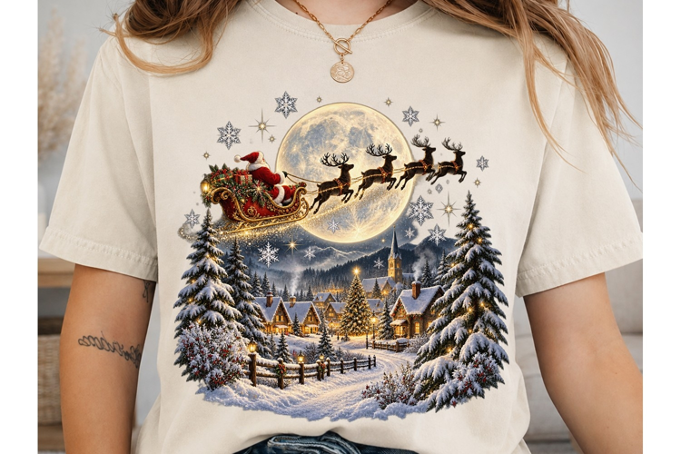 Santa Sleigh Christmas PNG Shirt Design
