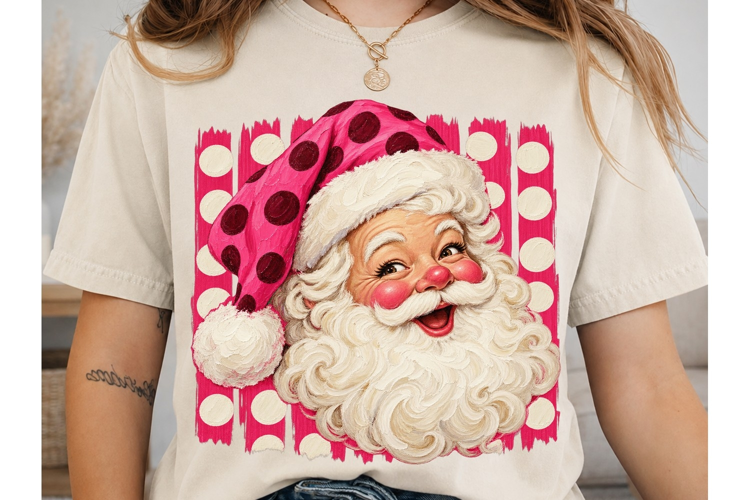 Retro Santa Claus Pink PNG Sublimation D
