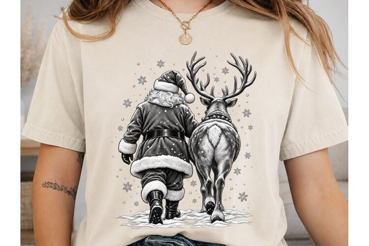 Santa Reindeer Christmas PNG Sublimation example image 1