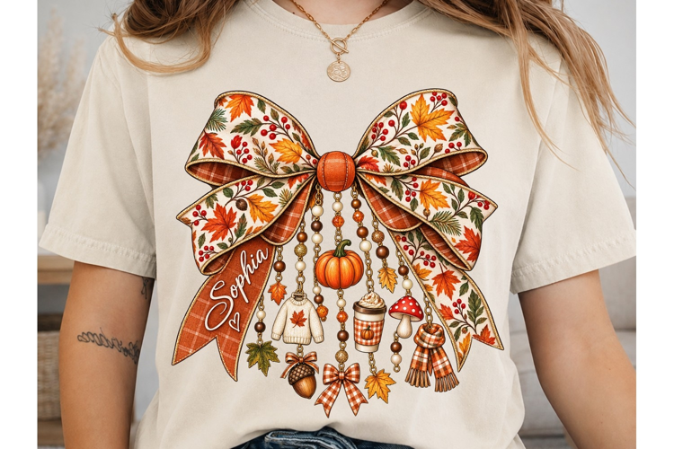 Fall Bow Pumpkin PNG Sublimation Shirt