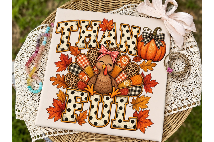 Thankful Turkey Fall PNG Sublimation Des