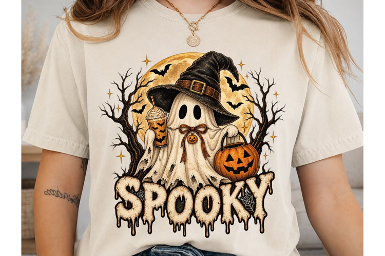 Spooky Ghost Pumpkin Halloween PNG Shirt
