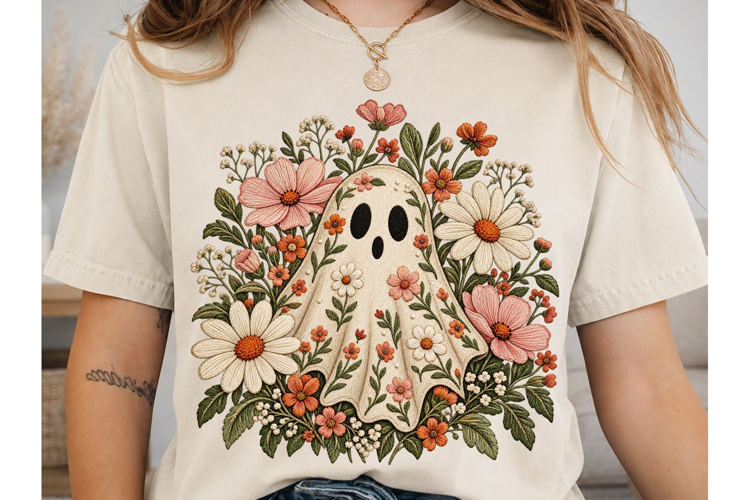 Floral Ghost PNG Sublimation Design