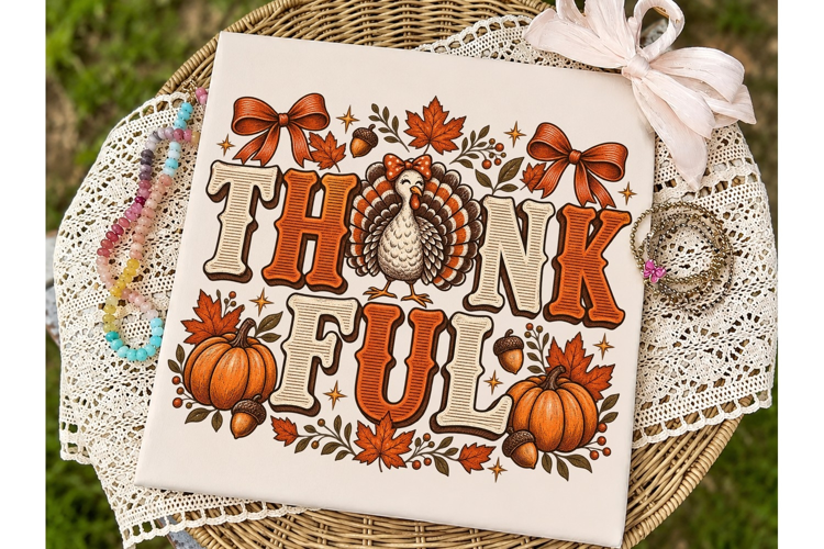 Thankful Turkey Fall PNG Sublimation Des